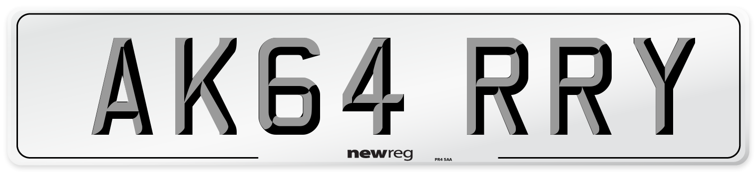 AK64 RRY Number Plate from New Reg